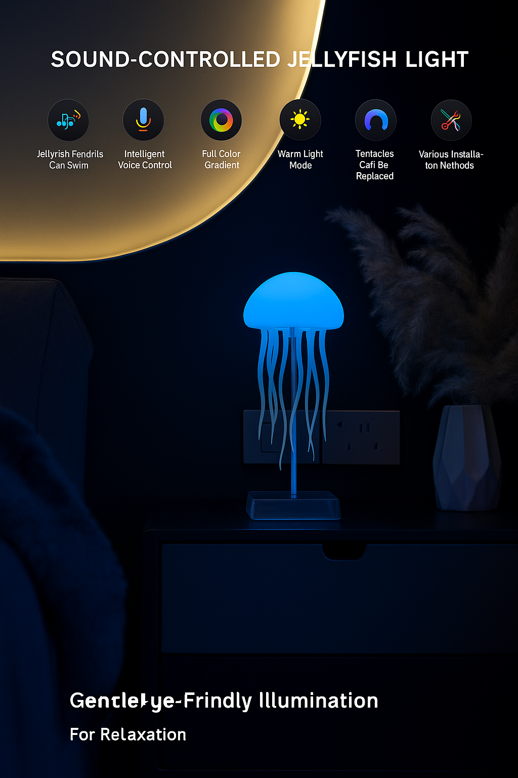 MistGlow Haven | JellyGlow Lamp | Colorful Gradient Jellyfish-Inspired LED Light