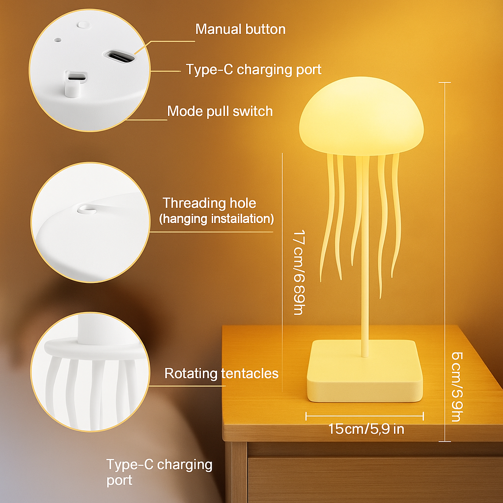 MistGlow Haven | JellyGlow Lamp | Colorful Gradient Jellyfish-Inspired LED Light