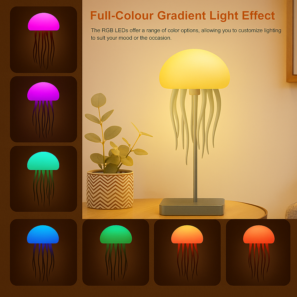 MistGlow Haven | JellyGlow Lamp | Colorful Gradient Jellyfish-Inspired LED Light